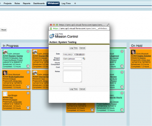 The Kanban Whiteboard lets you progress actions on your project and log time