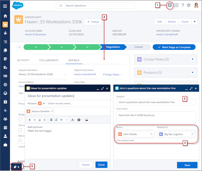 Salesforce.com CRM System Lightning Experience Spring '16 Composer Workspace